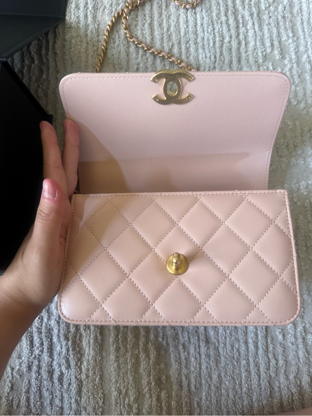 CHANEL Pink Quilted Mini Flap Bag with Gold Chain - Picture 7 of 11